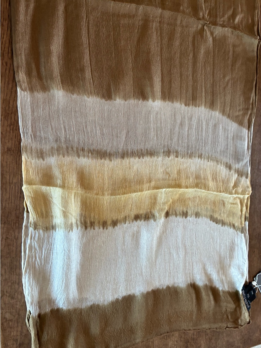 Eileen Fisher Ombre Scarf in Brown, Cream and Gold.